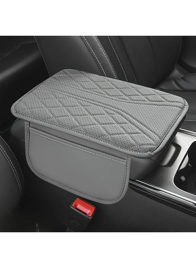 Calm Gray Universal Car Armrest Cushion with Storage Pocket Ergonomic Elbow Support - Image 2